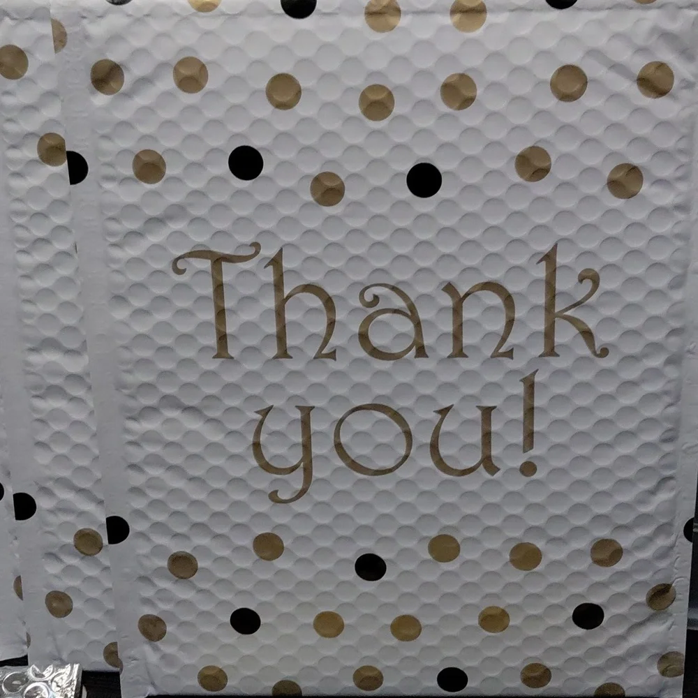 🦋LAST ONE: 15ct. Bubble Mailers 9x11 Polka Dots 6.5x10 Silver/Gold PRICE FIRM - Picture 8 of 8